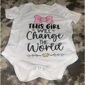 Baby Girl White "Change the World" Onesie Unbranded 0-6 Months (NWT)